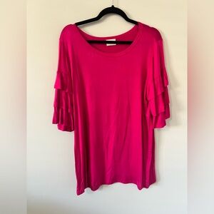 BiBi Fuchsia Ruffle Sleeve Tee